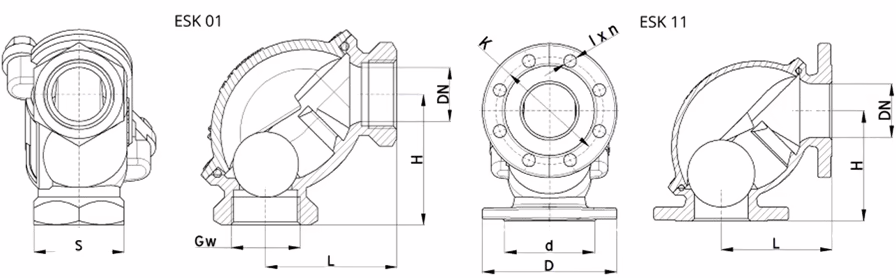 elbow ball check valve
